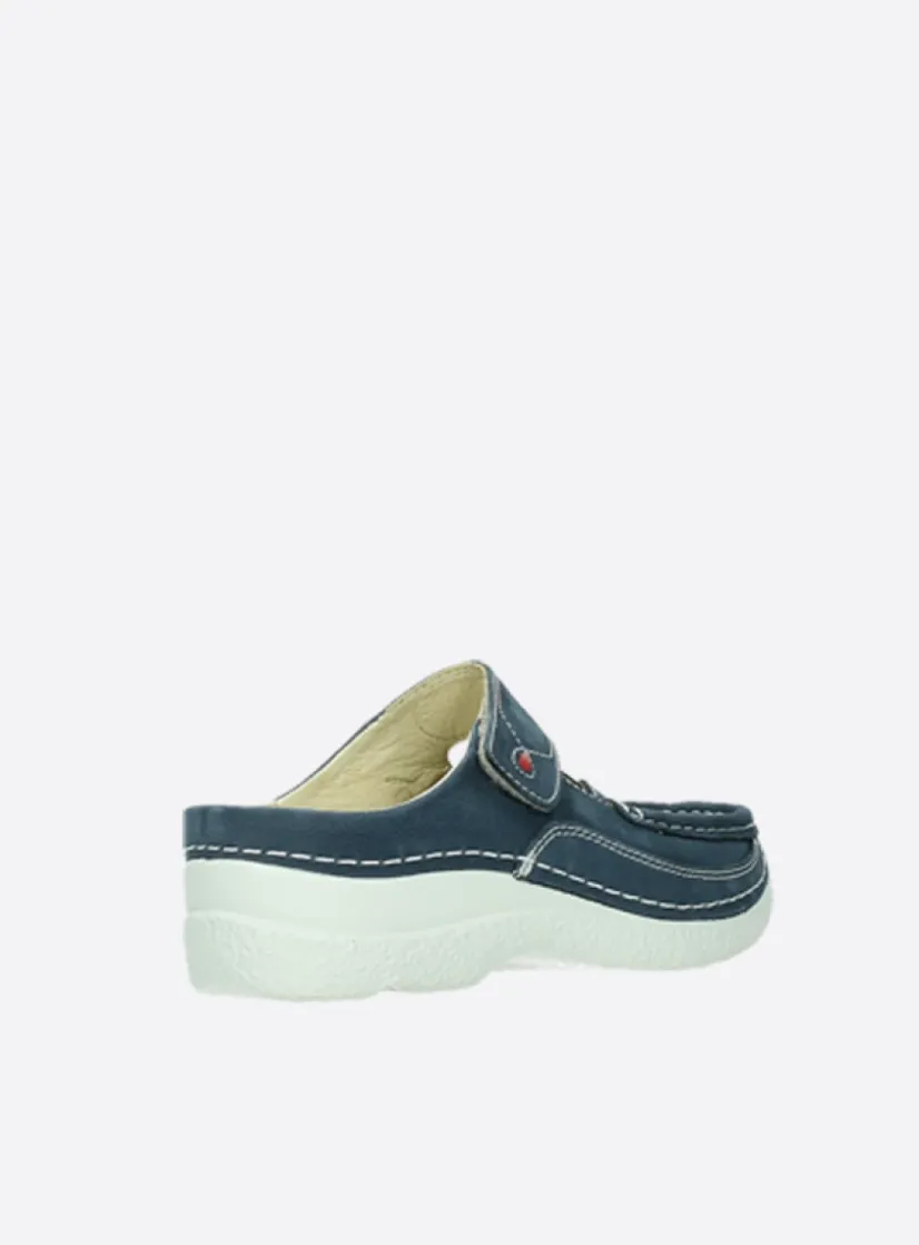Wolky Roll Slipper - denim nubuck<DAMES Slippers|Klompen