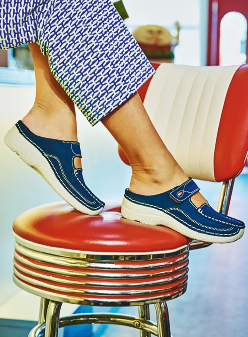 Wolky Roll Slipper - denim nubuck<DAMES Slippers|Klompen