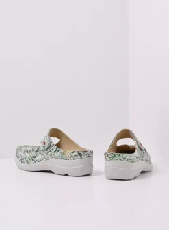 Wolky Roll Slipper - gebroken wit/groen nubuck<DAMES Slippers|Klompen