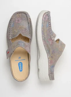 Wolky Roll Slipper - taupe flower<DAMES Slippers|Klompen