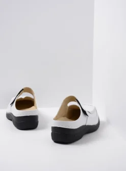 Wolky Roll Slipper - wit/zwart leer<DAMES Slippers|Klompen