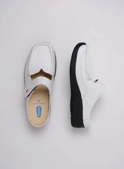 Wolky Roll Slipper - wit/zwart leer<DAMES Slippers|Klompen