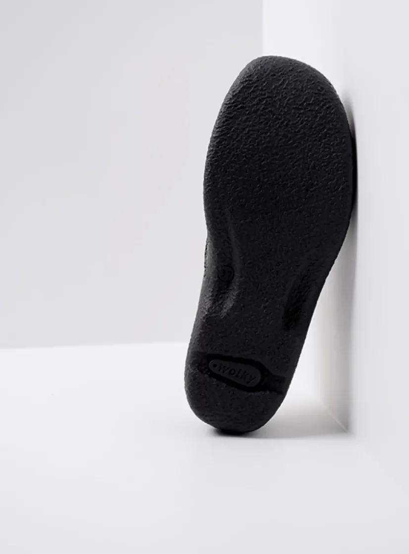 Wolky Roll Slipper - zwart leer<DAMES Slippers|Klompen