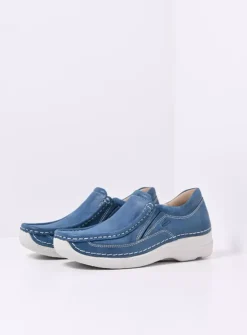 Wolky Roll Sneaker - blauw effectleer<DAMES Instappers