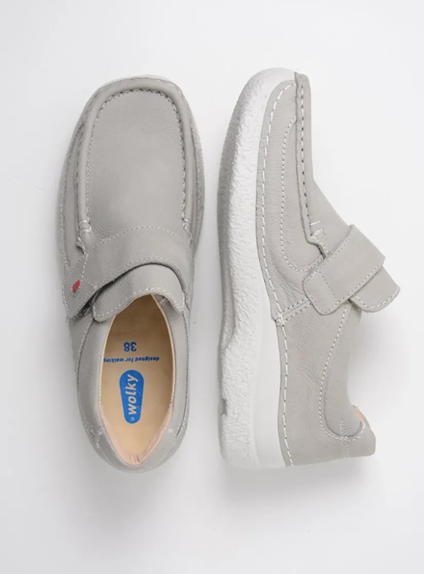 Wolky Roll Strap - lichtgrijs nubuck<DAMES Instappers|Herfst/Winter