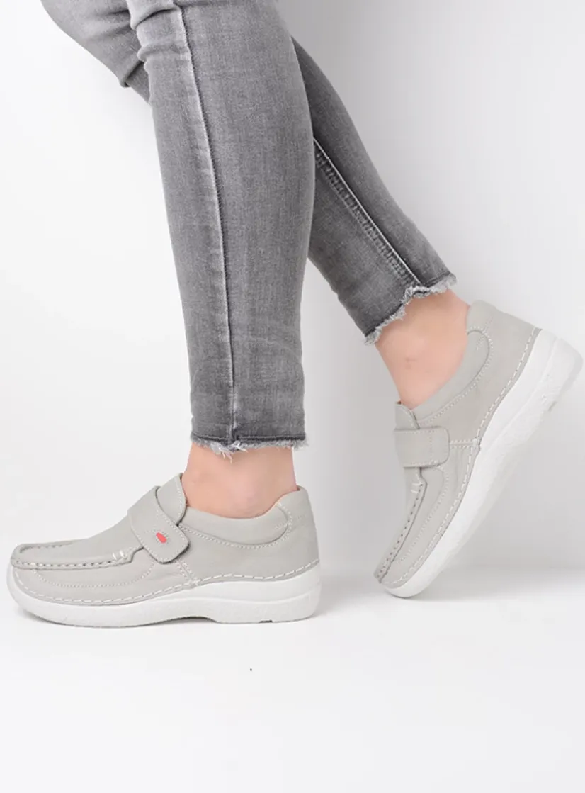 Wolky Roll Strap - lichtgrijs nubuck<DAMES Instappers|Herfst/Winter