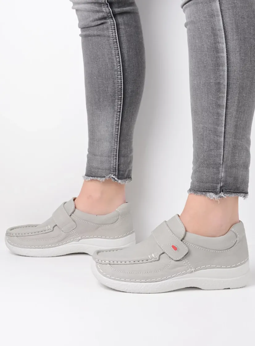 Wolky Roll Strap - lichtgrijs nubuck<DAMES Instappers|Herfst/Winter