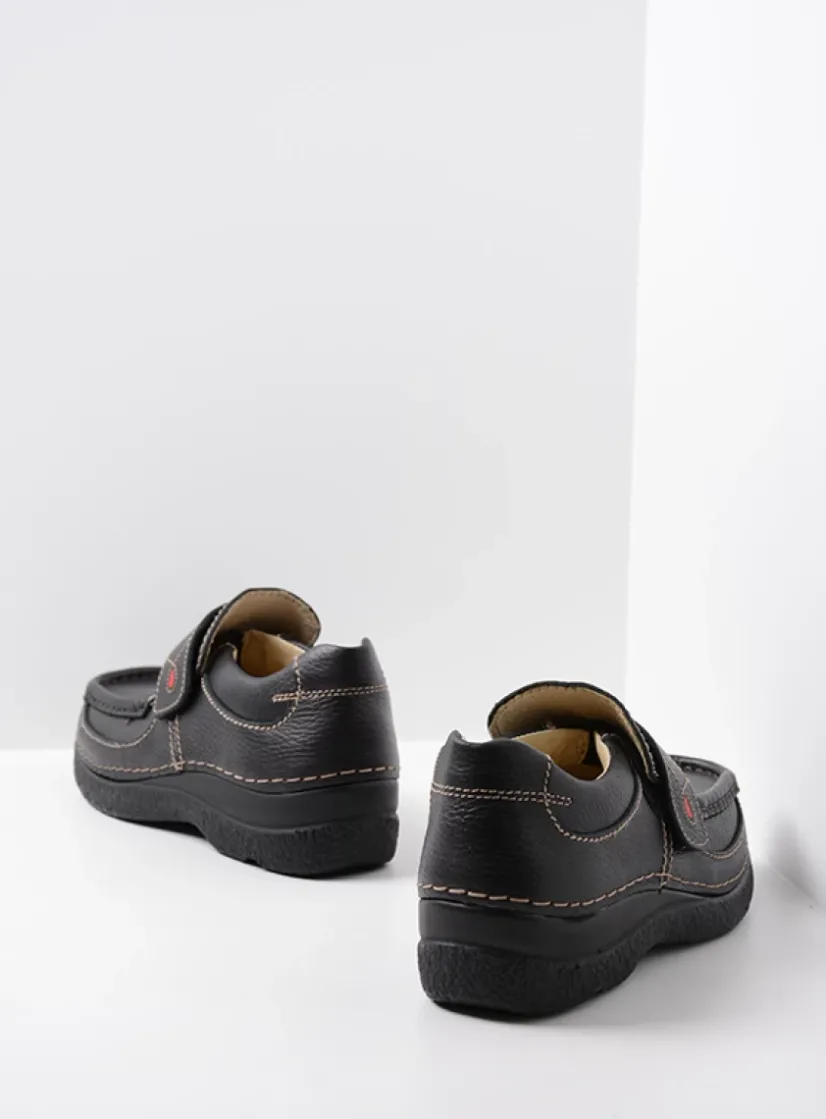 Wolky Roll Strap - zwart leer<DAMES Instappers|Herfst/Winter