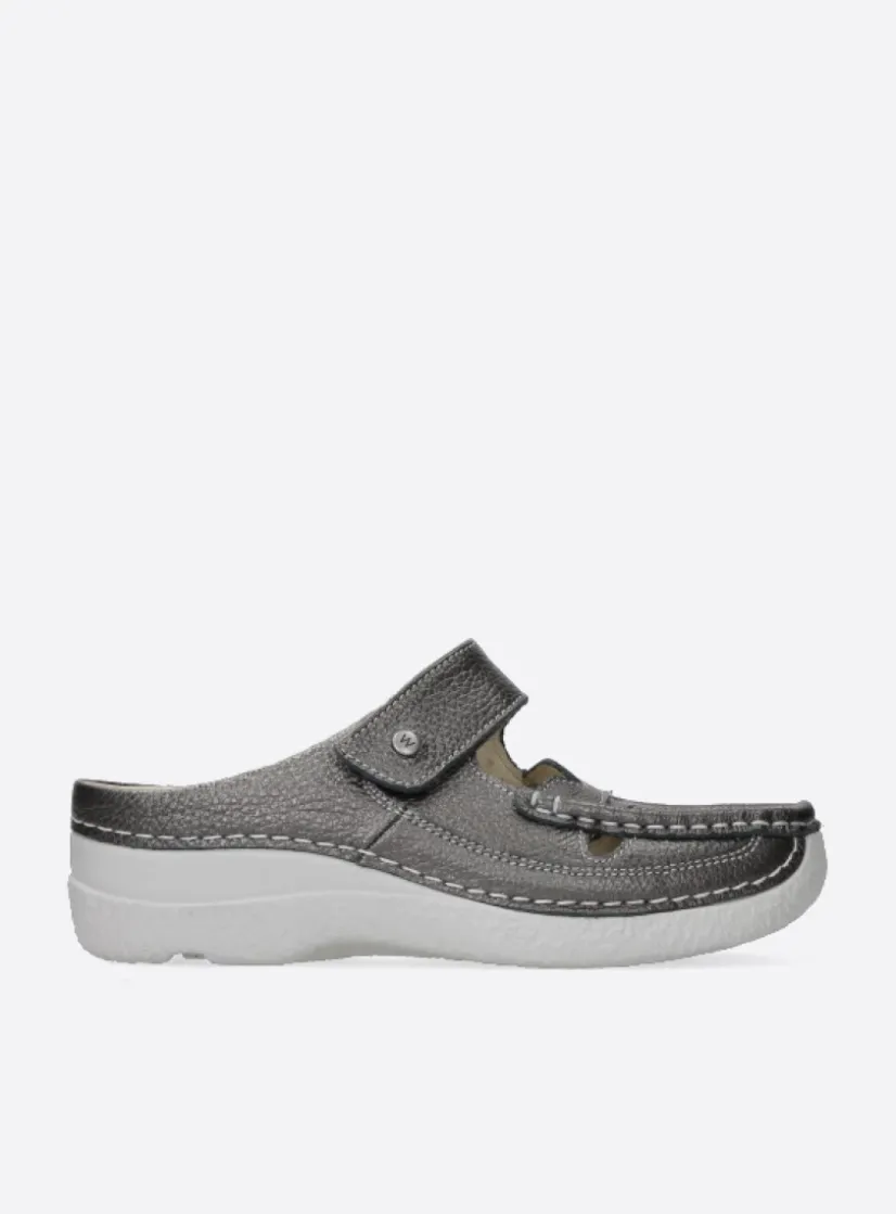 Wolky Roll Talaria - antraciet leer<DAMES Slippers|Klompen