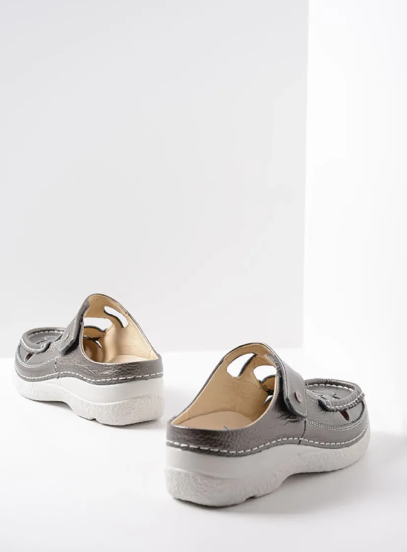 Wolky Roll Talaria - antraciet leer<DAMES Slippers|Klompen