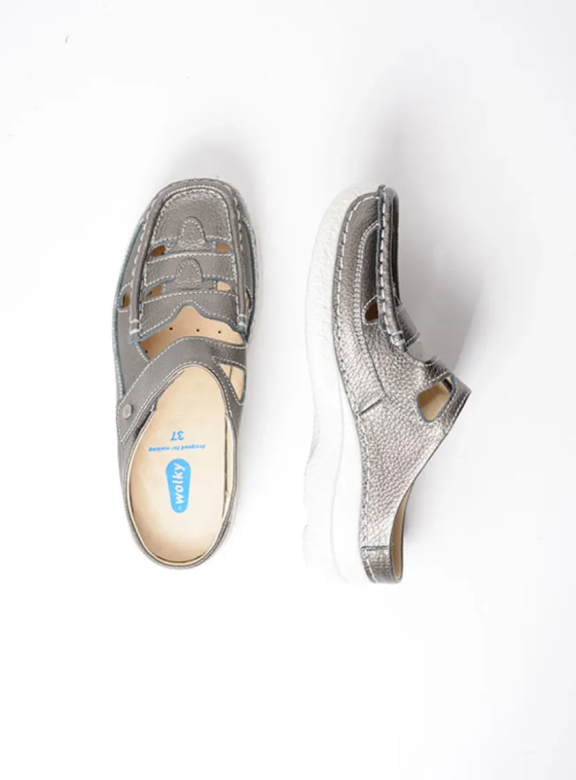 Wolky Roll Talaria - antraciet leer<DAMES Slippers|Klompen