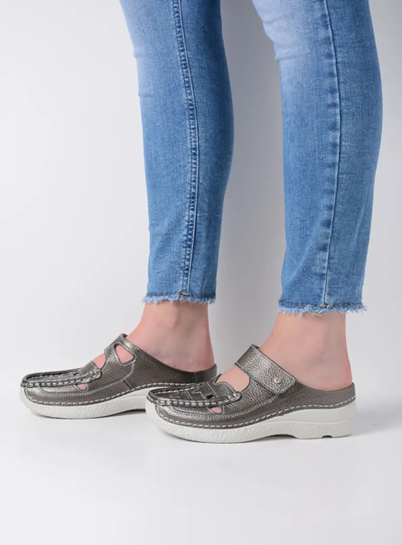 Wolky Roll Talaria - antraciet leer<DAMES Slippers|Klompen
