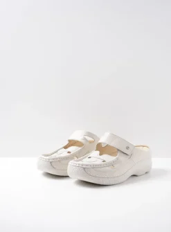 Wolky Roll Talaria - creme wit leer<DAMES Slippers|Klompen