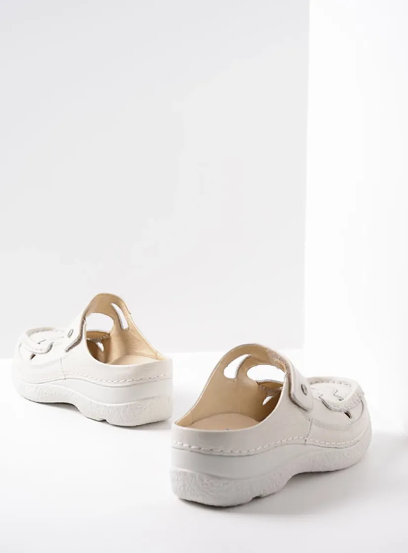 Wolky Roll Talaria - creme wit leer<DAMES Slippers|Klompen