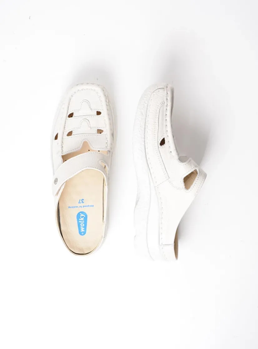 Wolky Roll Talaria - creme wit leer<DAMES Slippers|Klompen
