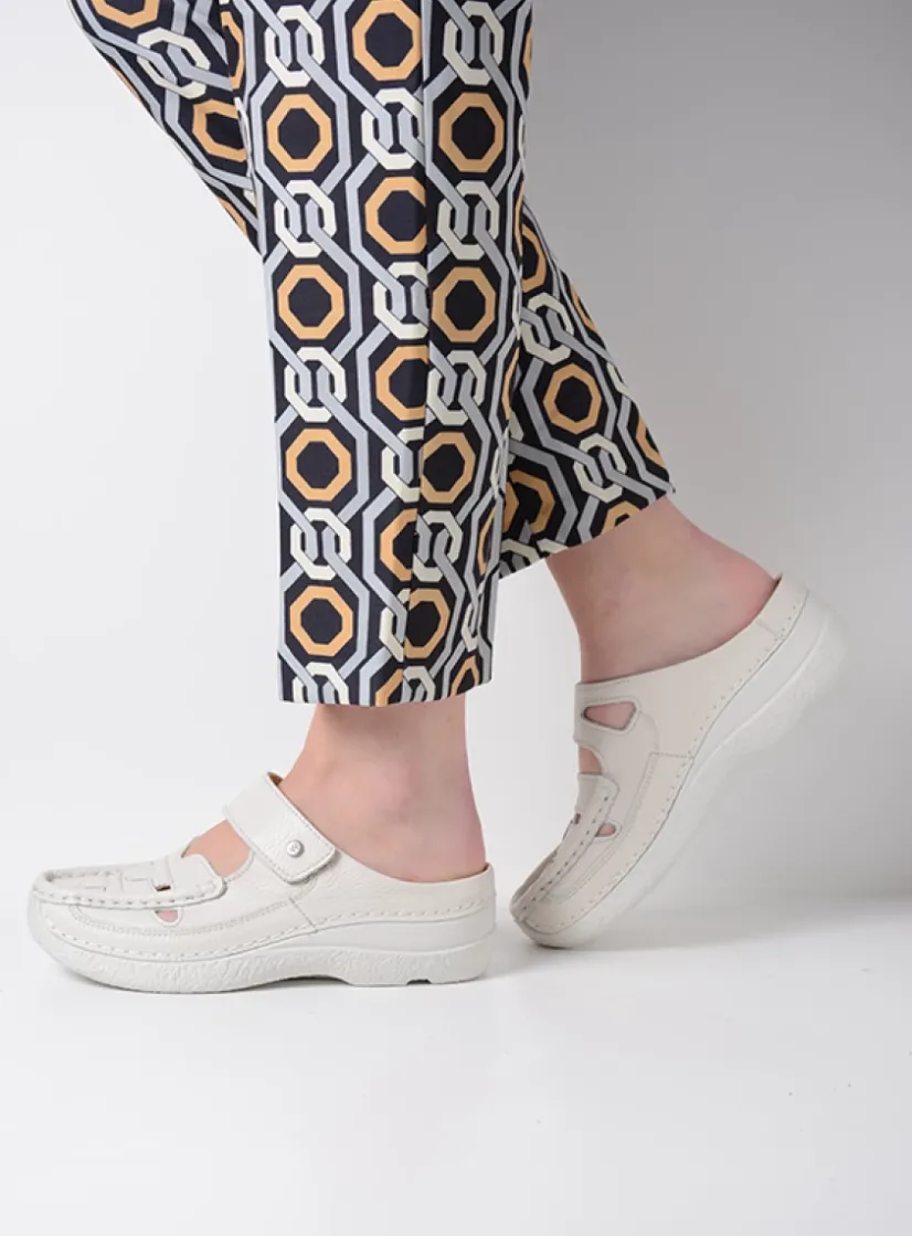 Wolky Roll Talaria - creme wit leer<DAMES Slippers|Klompen