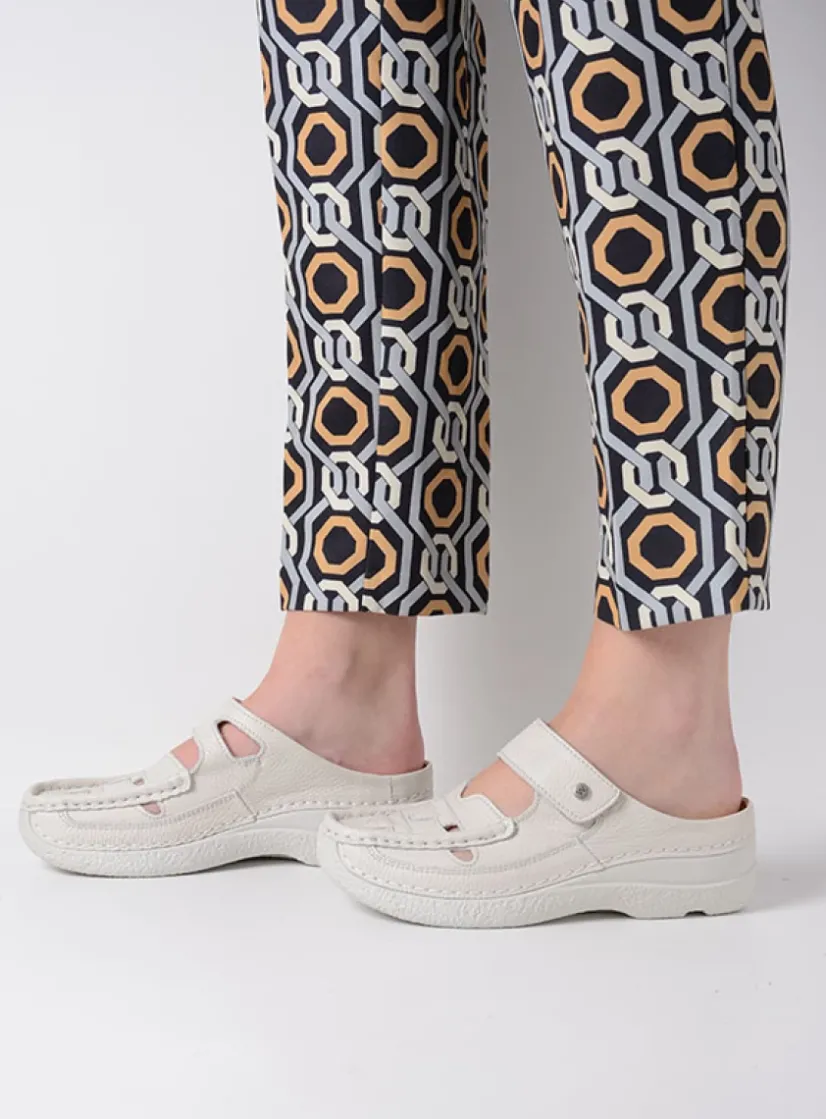Wolky Roll Talaria - creme wit leer<DAMES Slippers|Klompen