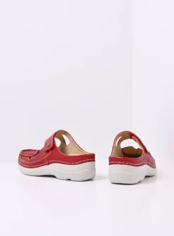 Wolky Roll Talaria - rood leer<DAMES Klompen|Slippers