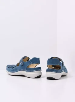 Wolky Rolling Sun - blauw effectleer<DAMES Sandalen