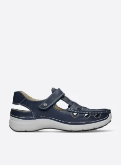 Wolky Rolling Sun - blauw leer<DAMES Sandalen