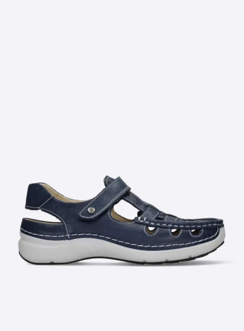 Wolky Rolling Sun - blauw leer<DAMES Sandalen