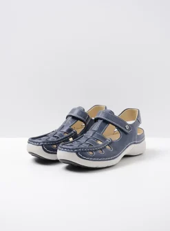 Wolky Rolling Sun - blauw leer<DAMES Sandalen
