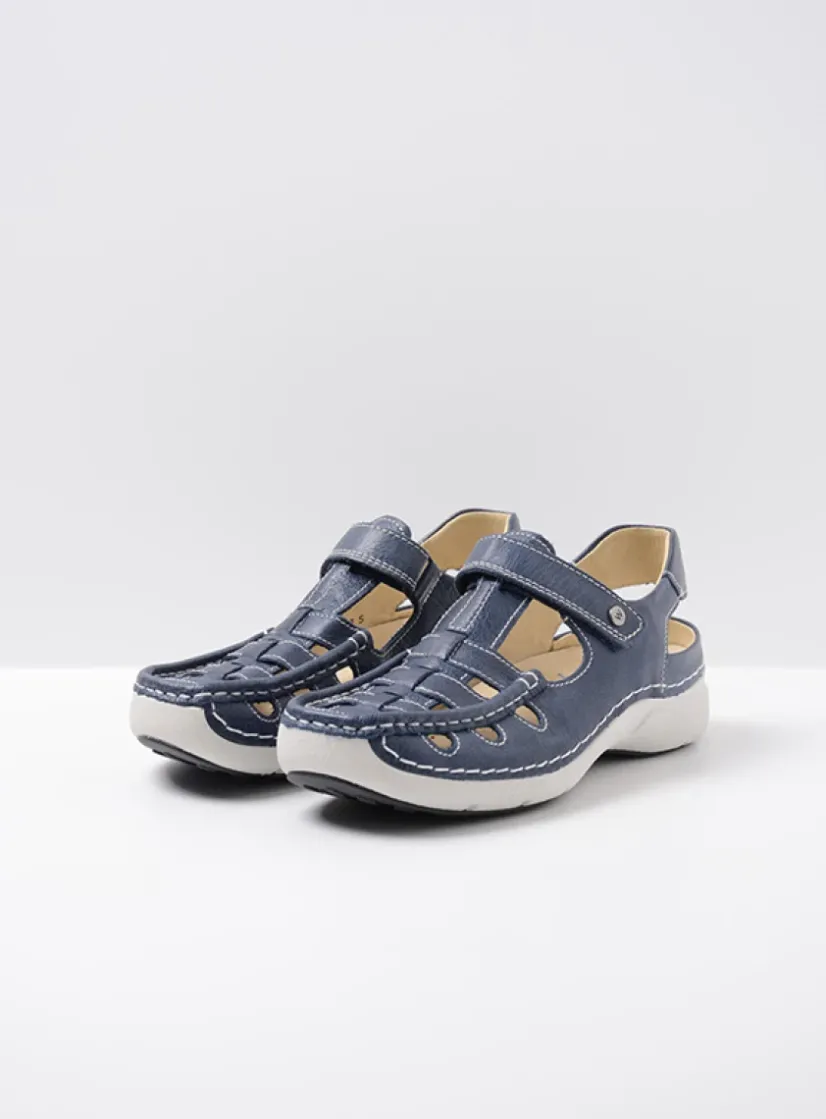Wolky Rolling Sun - blauw leer<DAMES Sandalen