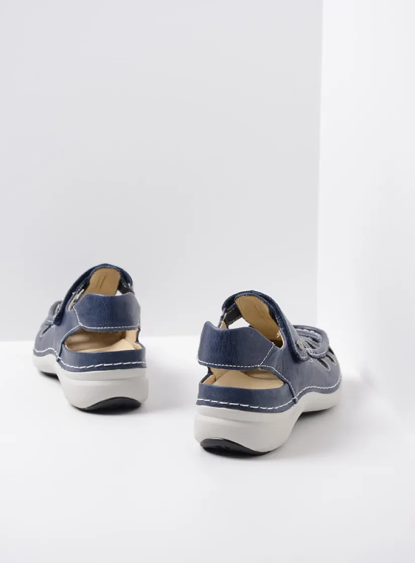 Wolky Rolling Sun - blauw leer<DAMES Sandalen