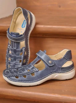 Wolky Rolling Sun - blauw leer<DAMES Sandalen
