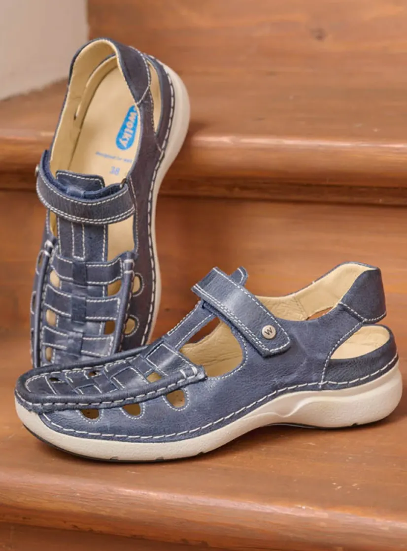 Wolky Rolling Sun - blauw leer<DAMES Sandalen