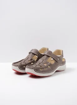 Wolky Rolling Sun - grijs leer<DAMES Sandalen