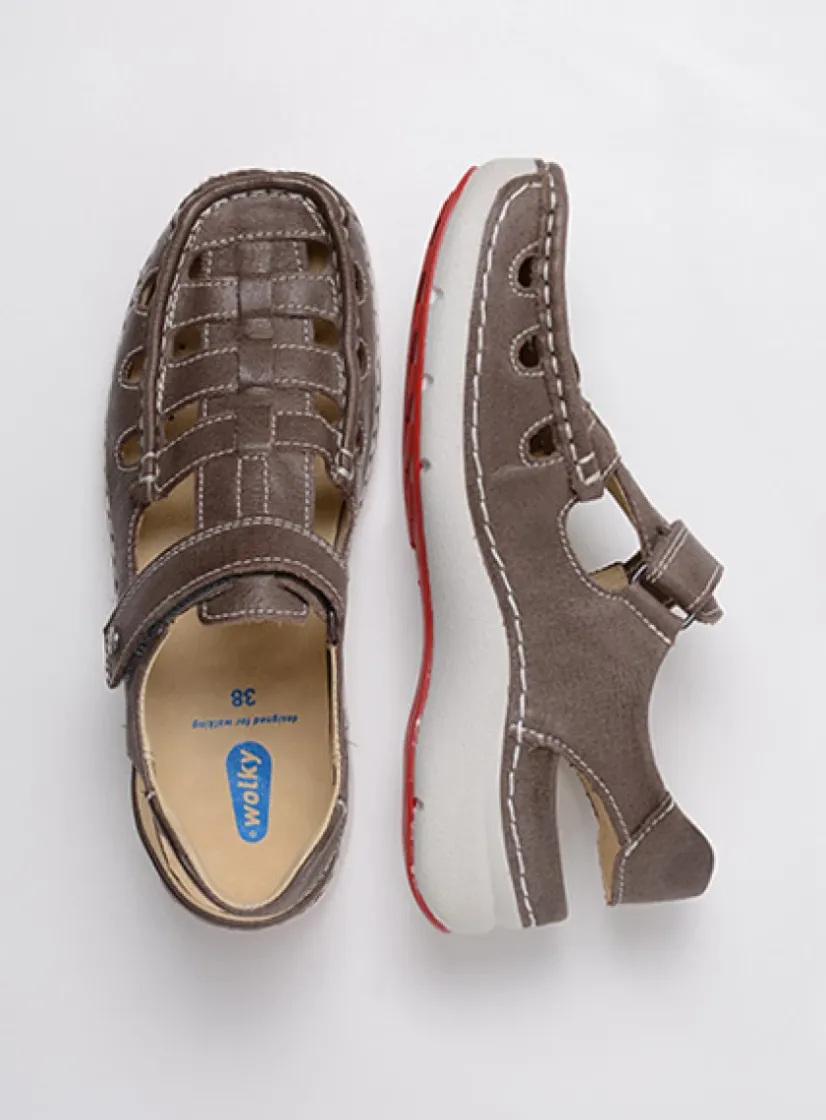 Wolky Rolling Sun - grijs leer<DAMES Sandalen