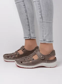 Wolky Rolling Sun - grijs leer<DAMES Sandalen