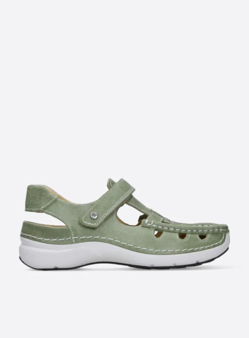 Wolky Rolling Sun - lichtgroen leer<DAMES Sandalen