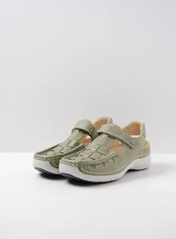 Wolky Rolling Sun - lichtgroen leer<DAMES Sandalen