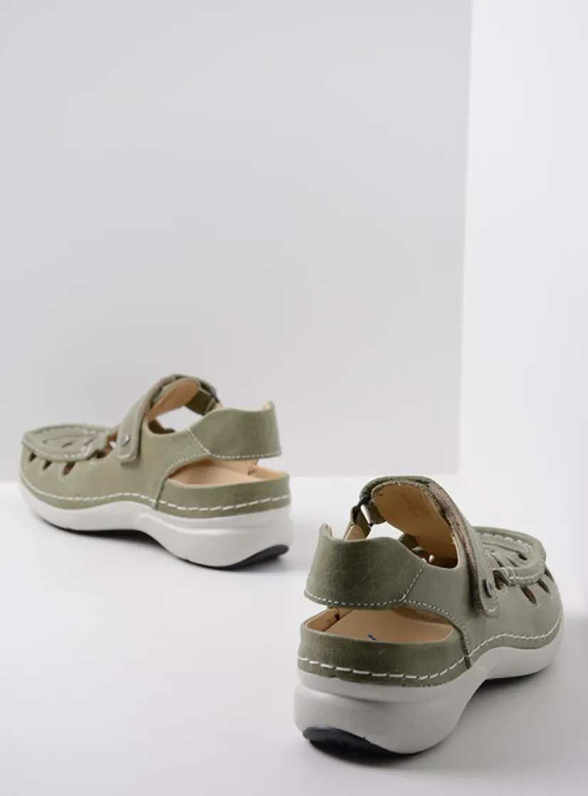 Wolky Rolling Sun - lichtgroen leer<DAMES Sandalen