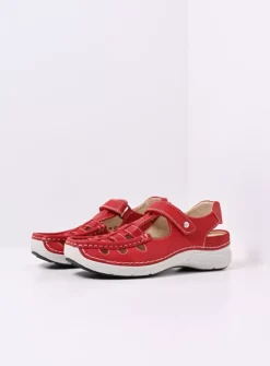 Wolky Rolling Sun - rood effectleer<DAMES Sandalen