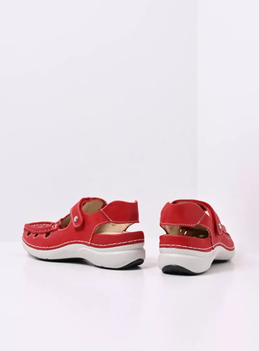 Wolky Rolling Sun - rood effectleer<DAMES Sandalen