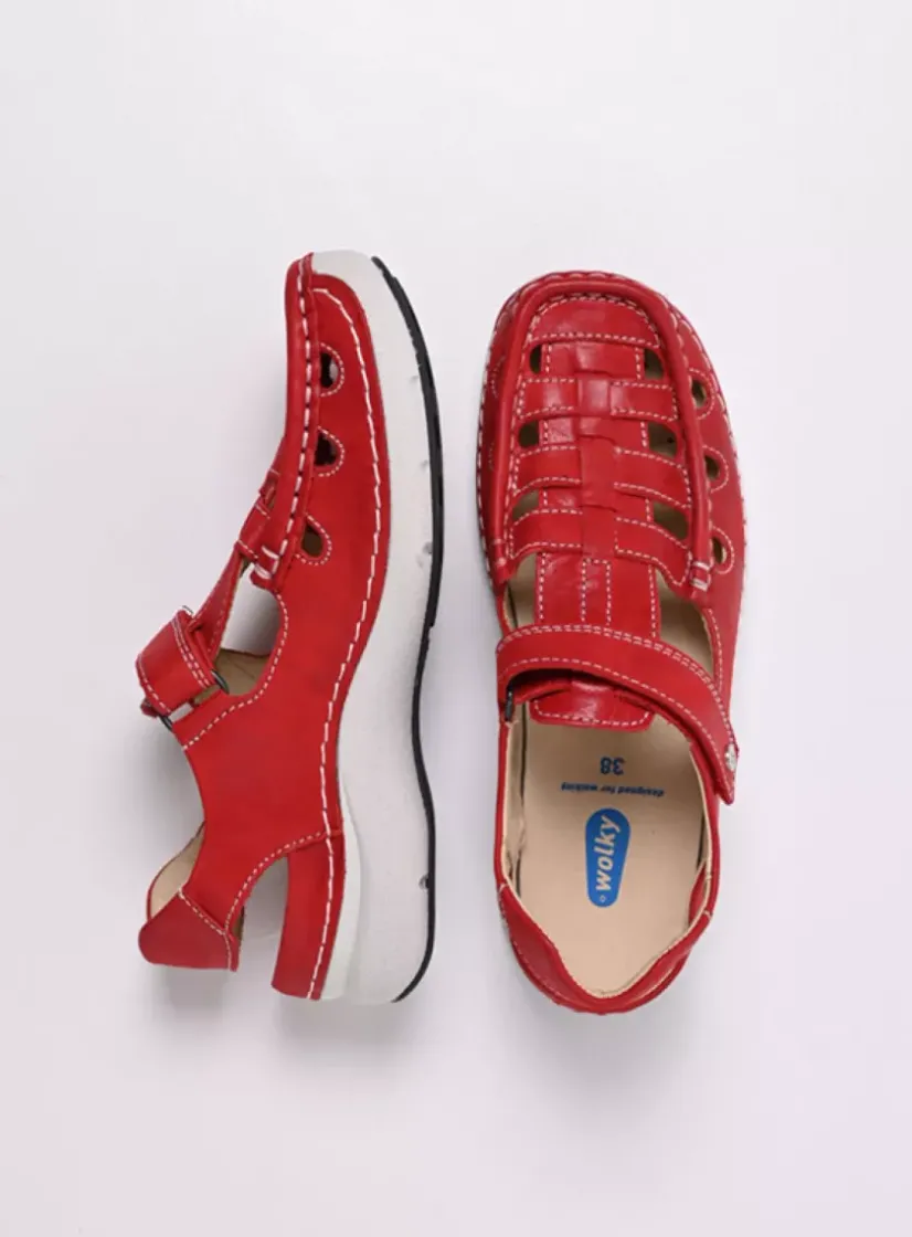 Wolky Rolling Sun - rood effectleer<DAMES Sandalen