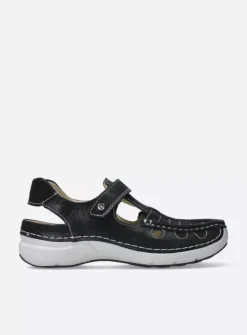 Wolky Rolling Sun - zwart effectleer<DAMES Sandalen