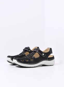 Wolky Rolling Sun - zwart effectleer<DAMES Sandalen