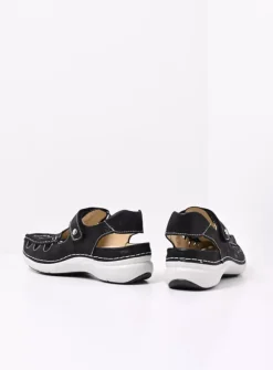 Wolky Rolling Sun - zwart effectleer<DAMES Sandalen