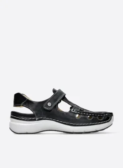 Wolky Rolling Sun - zwart leer<DAMES Sandalen