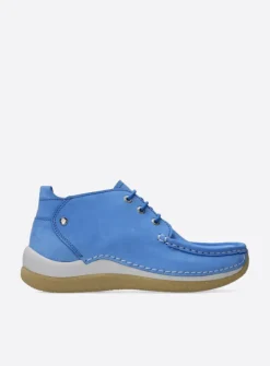 Wolky Rosella - lichtblauw nubuck<DAMES Lage Veterschoenen|Hoge Veterschoenen
