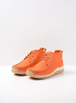 Wolky Rosella - oranje nubuck<DAMES Lage Veterschoenen|Hoge Veterschoenen