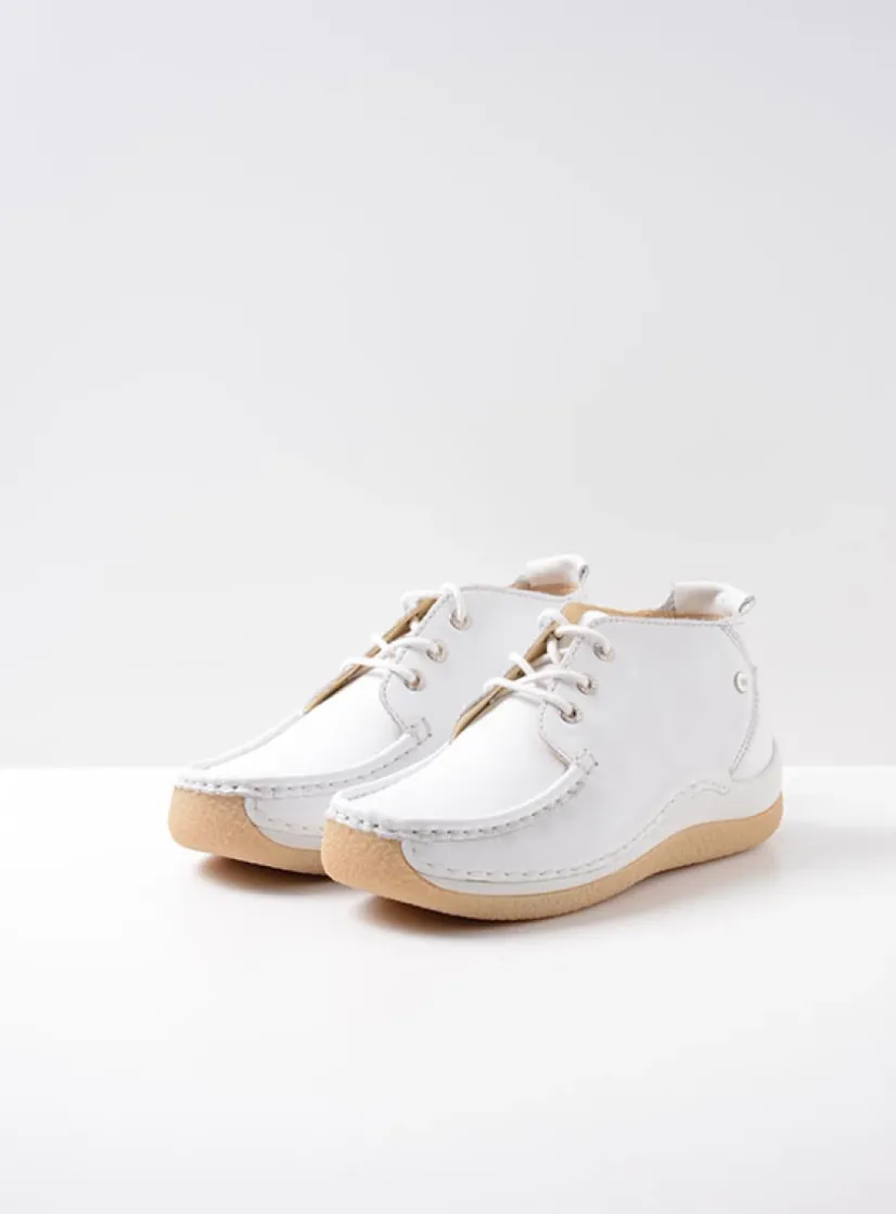 Wolky Rosella - wit leer<DAMES Lage Veterschoenen|Hoge Veterschoenen