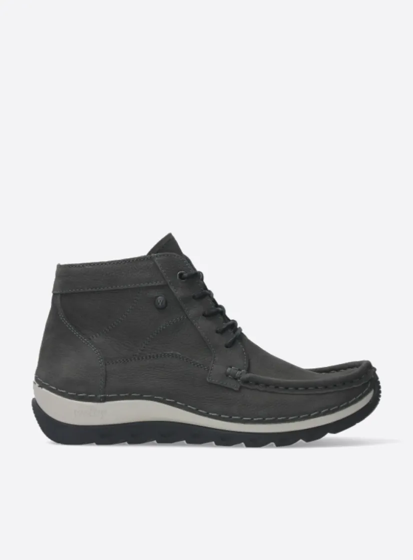 Wolky Salado - asfalt nubuck<DAMES Hoge Veterschoenen|Herfst/Winter