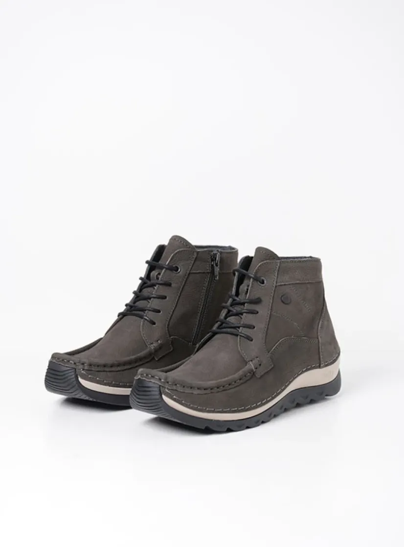 Wolky Salado - asfalt nubuck<DAMES Hoge Veterschoenen|Herfst/Winter