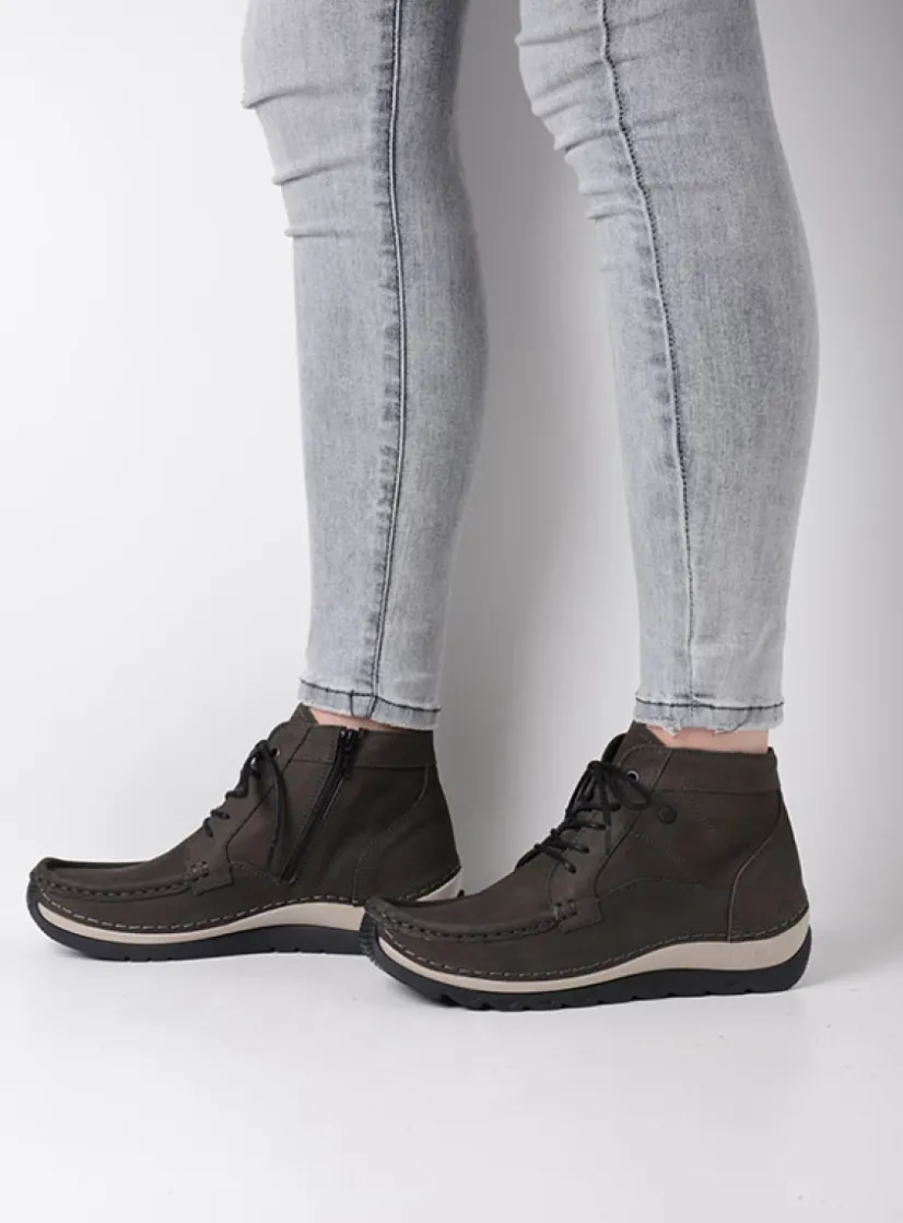 Wolky Salado - asfalt nubuck<DAMES Hoge Veterschoenen|Herfst/Winter