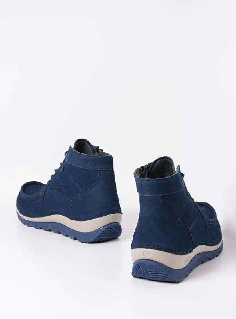 Wolky Salado - blauw nubuck<DAMES Hoge Veterschoenen